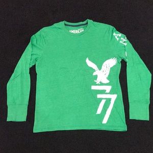 American Eagle Green Long Sleeve Crewneck Shirt